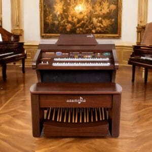 O órgão eletronico Harmonia HS 500 Orquestra é um instrumento incrível que vai te surpreender com sua qualidade sonora, sua potência e seu design elegante. Se você procura um órgão que ofereça recursos avançados, como drawbars, presets, efeitos, transposição, decodificador MP3 e gravador, o HS-500 Orquestra é a escolha certa para você. Com o HS-500 Orquestra, você pode tocar diversos estilos musicais, desde clássicos até modernos, com ritmos variados e sons prontos. Você também pode personalizar seus sons com o conjunto de drawbars, que permite ajustar os pesos das flautas do teclado superior. Além disso, você pode usar o oitavador para criar efeitos sonoros incríveis. O HS-500 Orquestra tem um móvel bipartido de MDF revestido com folha imbuia e acabamento em PU. A tampa é na cor do produto e protege os teclados e os alto-falantes. O órgão tem dois teclados de 61 teclas cada (Dó a Dó) e uma pedaleira de 25 notas. A potência é de 120 watts e a saída auxiliar permite conectar fones de ouvido ou outros equipamentos.