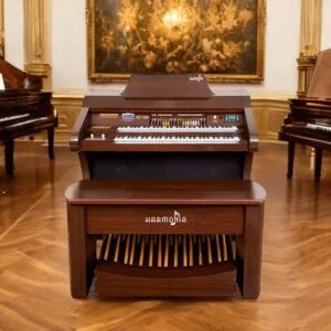 O órgão eletronico Harmonia HS 500 Orquestra é um instrumento incrível que vai te surpreender com sua qualidade sonora, sua potência e seu design elegante. Se você procura um órgão que ofereça recursos avançados, como drawbars, presets, efeitos, transposição, decodificador MP3 e gravador, o HS-500 Orquestra é a escolha certa para você. Com o HS-500 Orquestra, você pode tocar diversos estilos musicais, desde clássicos até modernos, com ritmos variados e sons prontos. Você também pode personalizar seus sons com o conjunto de drawbars, que permite ajustar os pesos das flautas do teclado superior. Além disso, você pode usar o oitavador para criar efeitos sonoros incríveis. O HS-500 Orquestra tem um móvel bipartido de MDF revestido com folha imbuia e acabamento em PU. A tampa é na cor do produto e protege os teclados e os alto-falantes. O órgão tem dois teclados de 61 teclas cada (Dó a Dó) e uma pedaleira de 25 notas. A potência é de 120 watts e a saída auxiliar permite conectar fones de ouvido ou outros equipamentos.