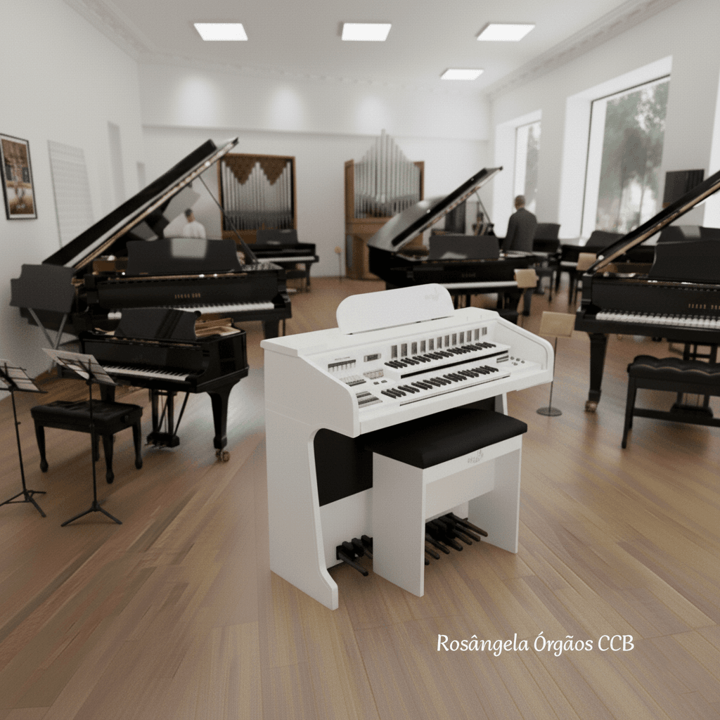 Início 32 Com o Órgão Eletrônico Harmonia HS95 Branco, você poderá mergulhar em um mundo de sons ricos e vibrantes que elevarão a sua música a um novo patamar! Este órgão eletrônico combina a sonoridade clássica dos órgãos tradicionais com as mais modernas tecnologias MIDI, dando a você um instrumento versátil e poderoso que lhe permitirá criar timbres personalizados para cada música que você tocar. As barras deslizantes dos drawbars permitem que você controle a intensidade dos diferentes sons que você toca, enquanto os recursos de vibrato, reverb, sustain e chorus lhe dão a capacidade de adicionar mais expressividade e profundidade ao seu som. Com o Órgão Eletrônico Clássico HS-95, você terá acesso a até 128 sons diferentes, que poderão ser registrados no teclado superior, inferior e na pedaleira. Este incrível órgão eletrônico também vem com 32 ritmos programados, acompanhamento automático, sincronização de início de ritmo com o pedal de expressão e reprodução de músicas gravadas em MP3, dando a você uma ampla gama de opções para praticar e se divertir com diferentes ritmos. O Órgão Eletrônico Clássico HS-95 possui uma saída auxiliar L/R para conectar fones de ouvido ou caixas externas, permitindo que você compartilhe seu som com outras pessoas ou pratique em privacidade. Além disso, o display LCD facilita a visualização das configurações e a seleção dos sons. Disponível em quatro cores lindas, tabaco, tabaco verniz, preto laca ou branco laca, este órgão eletrônico é perfeito para qualquer ambiente e para qualquer pessoa que ame música e deseje possuir um instrumento de qualidade, versatilidade e potência. Não espere mais para descobrir o incrível som do Órgão Eletrônico Clássico HS-95. Adquira o seu agora mesmo no site rosangelaorgaosccb.com e comece a desfrutar da beleza e qualidade deste instrumento incrível!