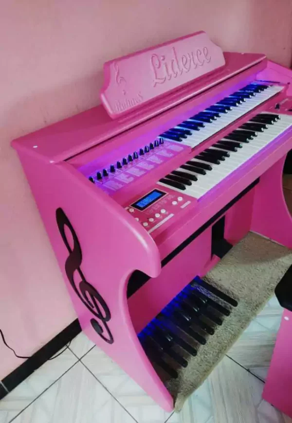 Descubra o Orgão Eletronico Celestion Plus Rosa, o órgão que vai iluminar sua música! O Celestion Plus é o órgão que você sempre sonhou em ter. Ele tem tudo o que você precisa para tocar com qualidade, estilo e praticidade. Veja só: - Som potente e de alta qualidade, com 150 Watts de potência e efeitos especiais incríveis - Design diferenciado, com luz neon que ilumina as teclas e a pedaleira, clave de sol na lateral e seu nome gravado na madeira - Tecnologia avançada, com controle remoto, conexão USB, entrada para pen drive e cartão de memória, visor LCD e 127 sons diferentes - Versatilidade, com 44 notas nos teclados superior e inferior, 13 notas na pedaleira, 16 ritmos e 3 memórias de sons - Durabilidade, com gabinete em MDF e acabamento em PVC E o melhor de tudo: cobrimos qualquer oferta da concorrência e damos descontos tanto à vista quanto a prazo! Não perca essa oportunidade única de adquirir o órgão eletrônico Celestion Plus