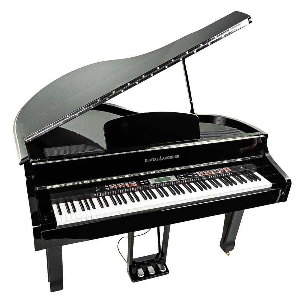 Início 29 O Piano Digital Acordes AC 3000 Semi Cauda é um instrumento de alta qualidade, projetado para oferecer uma experiência musical excepcional para pianistas de todos os níveis. Com uma combinação de tecnologia avançada e design elegante, este piano digital é ideal para performances ao vivo, gravações de estúdio, e prática em casa.
