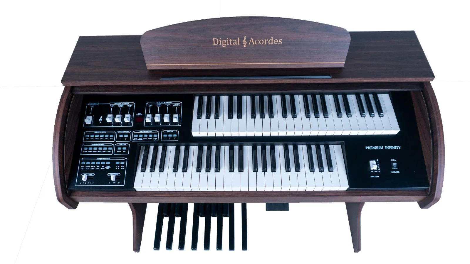 Início 21 Transforme sua experiência musical com o Órgão Eletrônico Digital Acordes Premium Marrom, um instrumento de alta qualidade que combina tradição e tecnologia para oferecer sons ricos e versáteis. Ideal para igrejas, músicos profissionais e entusiastas, este órgão é projetado para atender às suas necessidades musicais mais exigentes.