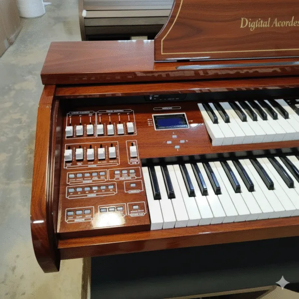 O Órgão Eletrônico Digital Acordes AC 300 Imbuia Alto Brilho é a escolha ideal para músicos exigentes que buscam qualidade sonora, versatilidade e durabilidade em um único instrumento. Projetado para igrejas, apresentações ao vivo e estudos musicais, o AC 300 combina a sonoridade clássica dos órgãos tradicionais com a praticidade da tecnologia digital, entregando timbres autênticos, potência sonora e recursos modernos em um design sofisticado.