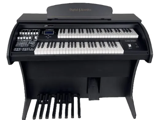 Início 28 Descubra o poder e a versatilidade do Órgão Eletrônico Digital Acordes Classic Preto, uma verdadeira obra-prima para músicos exigentes. Ideal para apresentações ao vivo, cultos e ensaios, este órgão oferece uma combinação perfeita de som de alta qualidade e funcionalidades avançadas.
