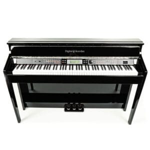 Piano de Armário Digital Acordes AC3000 — desenvolvido para pianistas exigentes. Conta com 88 teclas com ação de martelo, polifonia de 128 notas, 600 vozes, 230 estilos e funções avançadas como Layer, Split e Twinova. Inclui Pitch Bend, DSP, Master EQ, USB/MIDI e sequenciador, garantindo versatilidade em estúdios, palcos e gravações.