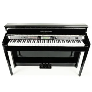 Piano de Armário Digital Acordes AC3000 — desenvolvido para pianistas exigentes. Conta com 88 teclas com ação de martelo, polifonia de 128 notas, 600 vozes, 230 estilos e funções avançadas como Layer, Split e Twinova. Inclui Pitch Bend, DSP, Master EQ, USB/MIDI e sequenciador, garantindo versatilidade em estúdios, palcos e gravações.