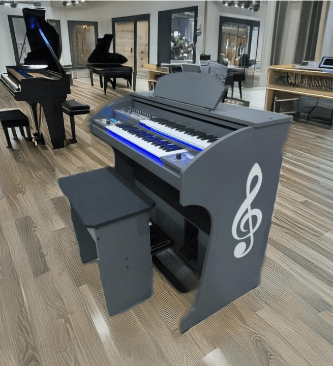 Coloque as mãos no nosso Órgão Eletrônico Lumiere Alpha 3 cinza e experimente a magia da música como nunca antes!