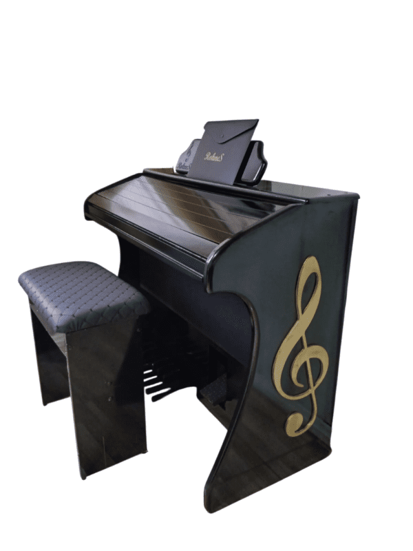 Apresentamos o Órgão Eletronico Rohnes RS-49, um instrumento completo e versátil para músicos de todos os níveis. Veja só algumas das suas características: Potência de 150 Watts PMPO, com um auto falante de 12" e um tweeter de 2,5" Bivolt Automático (110/220) Visor LCD para fácil visualização de configurações e ajustes Conexões MIDI com USB e Bluetooth para integração com outros dispositivos e softwares 3 memórias de registro para salvar e recuperar ajustes personalizados Transposer para ajustar a tonalidade da música Metrônomo para auxiliar no controle de tempo O teclado superior do RS-49 possui 49 notas, com 4 registros de draw bar: Flute 16, Voice 8, Flute 2 e String 1. Há 127 timbres "PRESET'S - GM" selecionáveis através de um visor numérico. O teclado inferior também possui 49 notas, com 2 registros de draw bar: Flute 8 e Voice 4, e 127 timbres "PRESET'S - GM" selecionáveis através de um visor numérico. A pedaleira possui 13 notas, com 1 registro: Bass 16/8, e 127 timbres "PRESET'S - GM" selecionáveis através de um visor numérico. Há também a função de Sustain. O RS-49 apresenta vários efeitos especiais, incluindo Vibrato, Reverb/Chorus, Sustain Upper e Balanço (Upper-Lower). Há ainda 16 ritmos diferentes disponíveis: Valsa, Marcha, Rock, Samba, Bossa, Tango, Guarania, Mabo, Ballad, Swing, Disco, 16 Beat, Tarantela, Baião, Beguine e Twist. O RS-49 possui função Start/Stop, controle de volume e velocidade de ritmo, além de acompanhar automaticamente a música. Com design elegante e moderno, o RS-49 é a escolha perfeita para músicos que buscam qualidade, praticidade e versatilidade em um único instrumento.