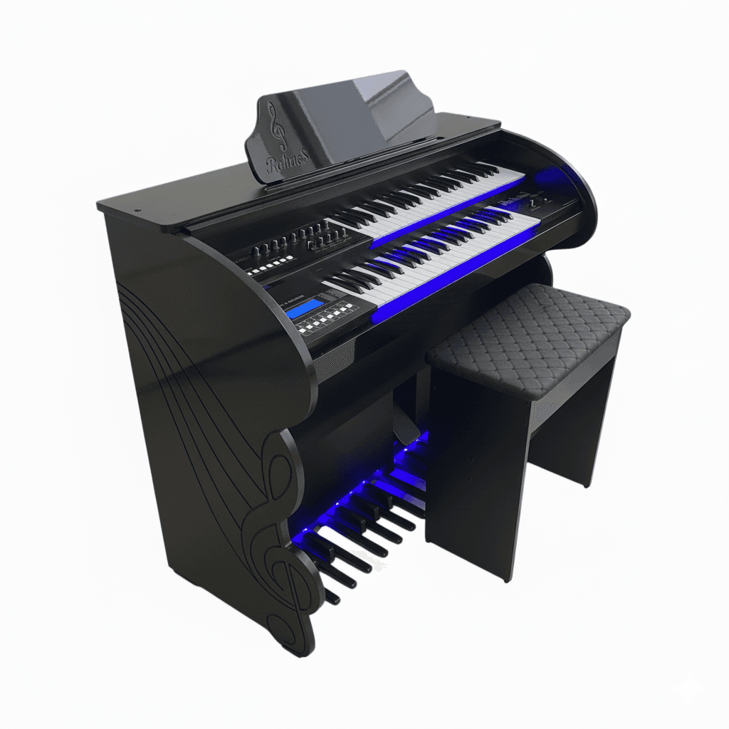 O Órgão Eletrônico Rohnes RS 40 foi desenvolvido para músicos que buscam qualidade sonora, praticidade e recursos modernos em um design robusto e elegante. Com dois teclados de 44 notas cada, pedaleira de 13 notas e 84 timbres (incluindo 31 sons exclusivos de órgão), o RS 40 é ideal para igrejas, músicos em treinamento e profissionais versáteis que precisam de um instrumento confiável e completo.