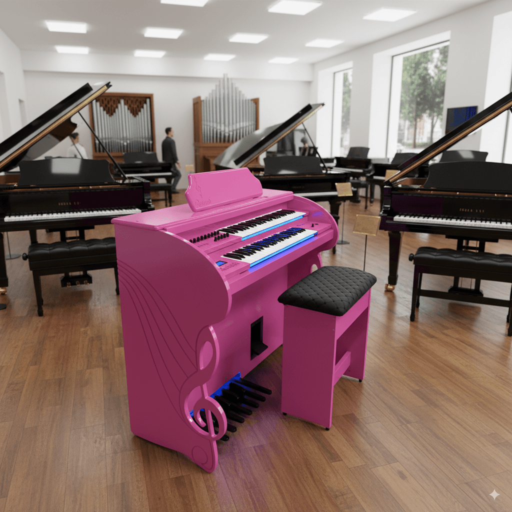 Descubra o Órgão Eletronico Rohnes RS 80 Rosa, projetado para elevar performances em igrejas, eventos e estudos musicais em seu lar