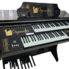 Órgão Eletrônico Organista Preto Brilho – com teclados de 44 notas (superior e inferior), pedaleira de 13 notas, drawbars dedicados (Flauta 16, 8, 4, 2 e Strings), 16 ritmos versáteis e efeitos premium (vibrato, reverb, chorus, sustain e balanço Upper-Lower). Potência de 150W PMPO, falante de 12” + tweeter de 2,5”, bi-volt automático, móvel em MDF com acabamento em PVC e várias cores disponíveis.