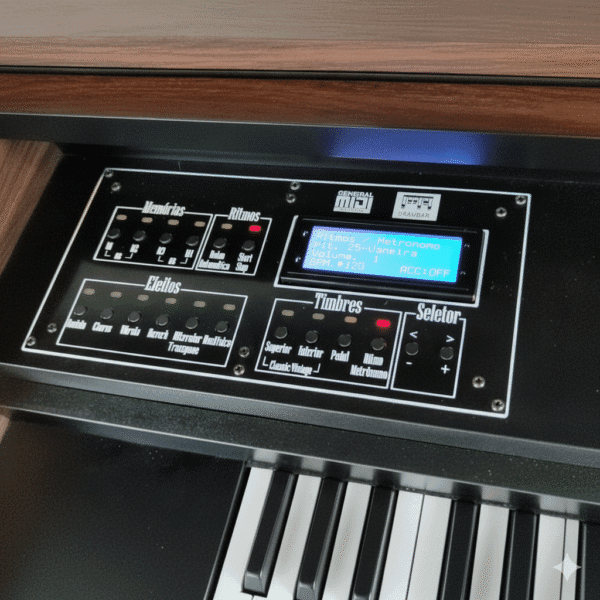 O Órgão Eletrônico Digital Acordes Dream combina tradição e tecnologia. Com timbres realistas, múltiplos ritmos e conectividade moderna, é ideal para igrejas, músicos e estudantes.