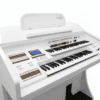 Órgão Eletrônico Harmonia HS 450 Branco 4 O Órgão Eletrônico Harmonia HS 450 Branco é um instrumento completo, pensado e desenvolvido para unir a sonoridade clássica dos órgãos tradicionais com a praticidade da tecnologia digital. Com dois teclados de 49 teclas, pedaleira de 13 notas, drawbars completos e um sistema de amplificação de 100W, ele oferece potência, fidelidade sonora e versatilidade para igrejas grandes, estúdios, escola de música e apresentações profissionais. Seu imponente móvel em MDF laminado de 50mm garante robustez e elegância, acompanhado de uma banqueta almofadada no mesmo acabamento. E o melhor, a maior garantia de marcas de órgão: 2 anos direto da fábrica com assistência técnica permanente e atendimento em todo o Brasil.