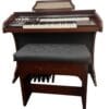 Órgão Eletrônico Digital Acordes AC400S Imbuia 2 Órgão Eletrônico Digital Acordes AC400S Imbuia – teclados waterfall de 44 teclas (superior e inferior), drawbars 16”, 8”, 4”, 2”, 1” no manual superior e Pipe Organ no inferior, pedaleira de 13 notas, 50 ritmos com BPM, metrônomo, dual voice, 5 memórias e módulo multimídia USB/Bluetooth/Rádio/P2. Amplificação estéreo 70W RMS, LCD 20×04, bi-volt, móvel em MDF com laterais de 25 mm e banqueta estofada com baú.