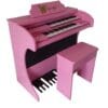 Órgão Eletrônico Organista rosa pink: teclados 44+44, pedaleira 13 notas, drawbars dedicados, 16 ritmos, efeitos premium (vibrato, reverb, chorus, sustain), 150W PMPO, móvel em MDF e cores variadas. Ideal para igrejas e músicos.