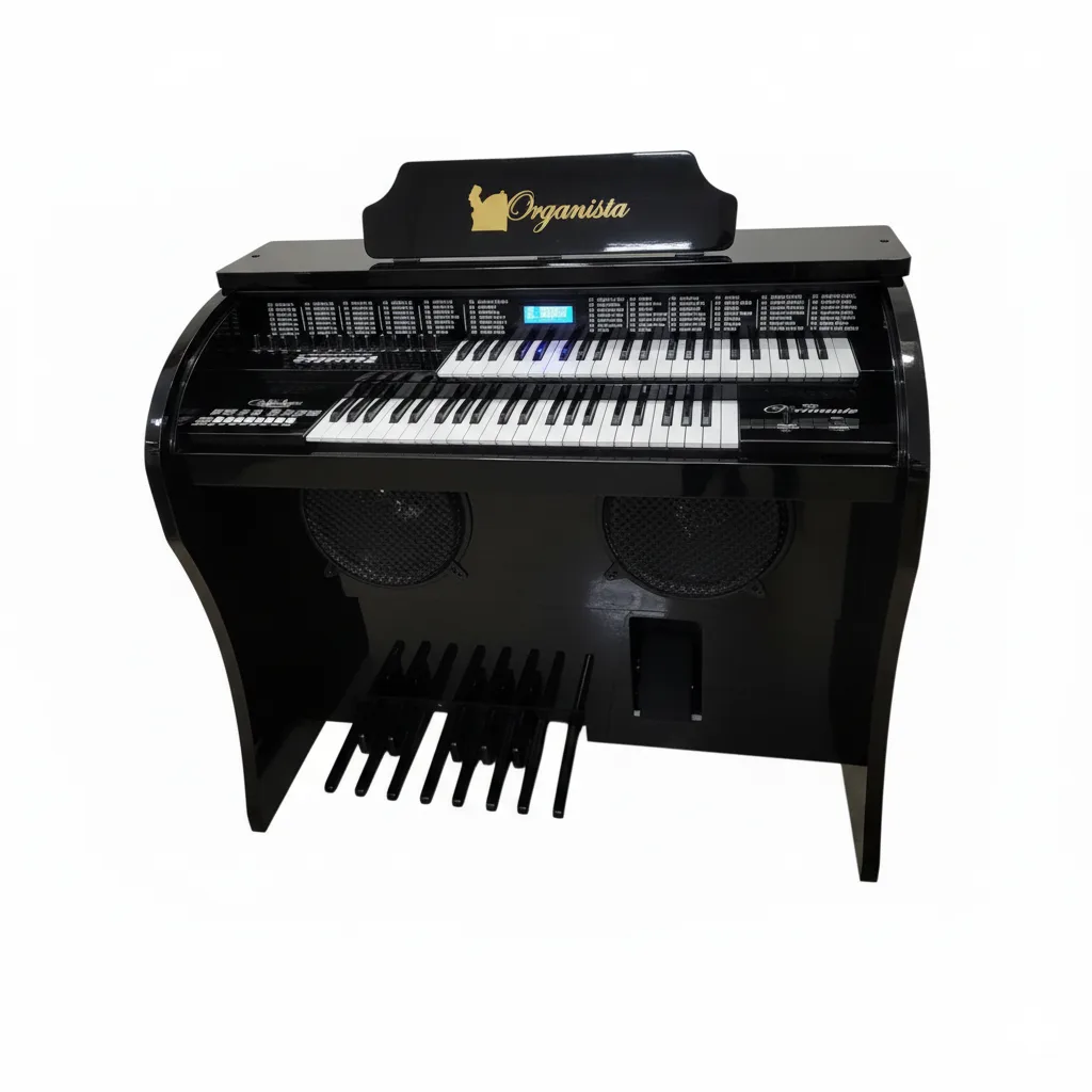 Início 27 O Órgão Organista Diamante Preto Brilho foi desenvolvido para músicos que buscam qualidade sonora, praticidade e recursos modernos em um design robusto e elegante. Com dois teclados de 44 notas cada, pedaleira de 13 notas e 84 timbres (incluindo 31 sons exclusivos de órgão), o Órgão Organista Diamante Preto Brilho é ideal para igrejas, músicos em treinamento e profissionais versáteis que precisam de um instrumento confiável e completo.
