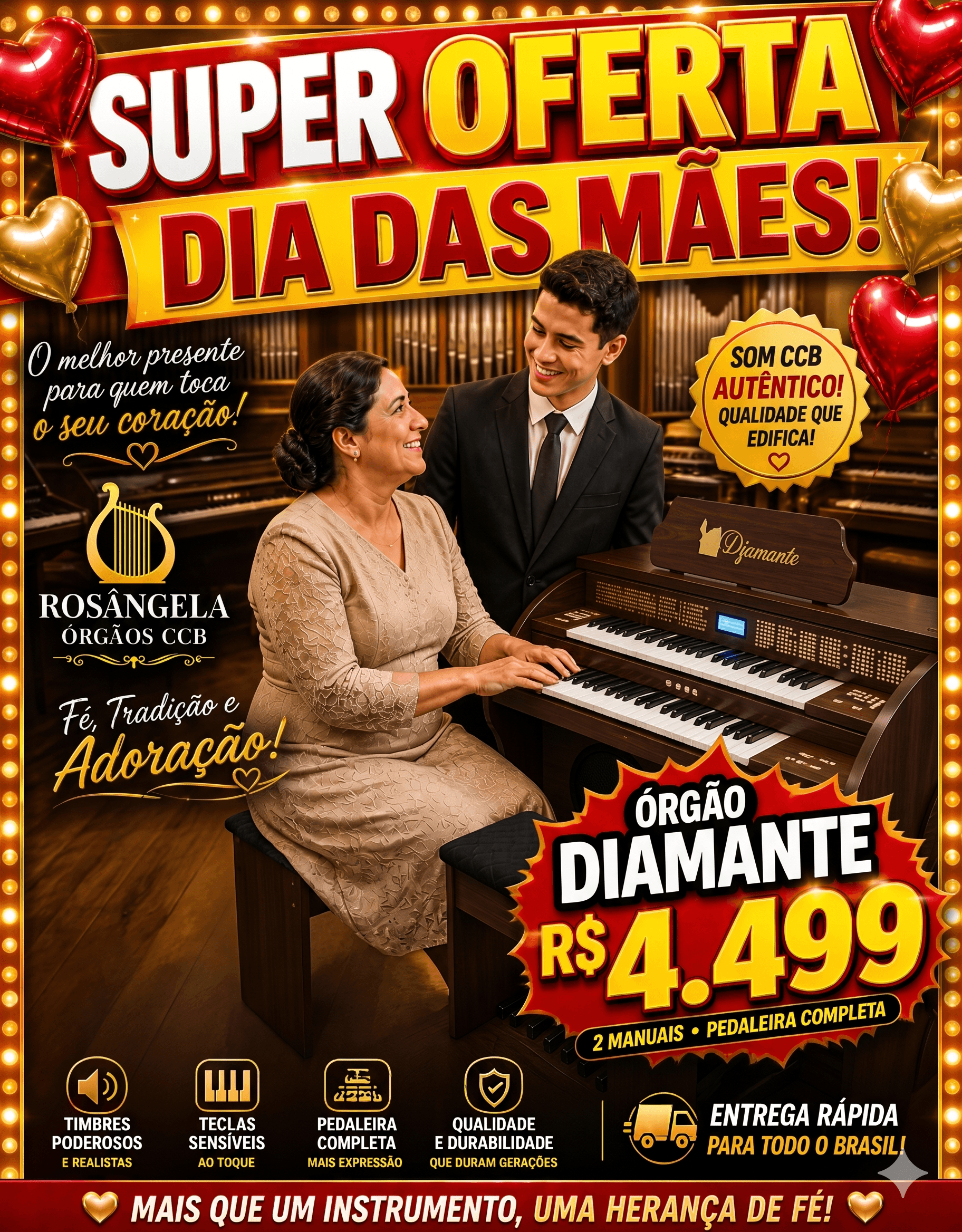 Rosângela Órgãos CCB - promoção dia das mães