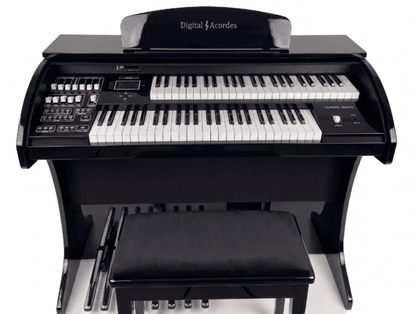 Órgão Acordes Classic Preto Alto Brilho 1 Órgão Eletrônico Digital Acordes Classic Preto Alto Brilho - painel de controle com drawbars e display LCD