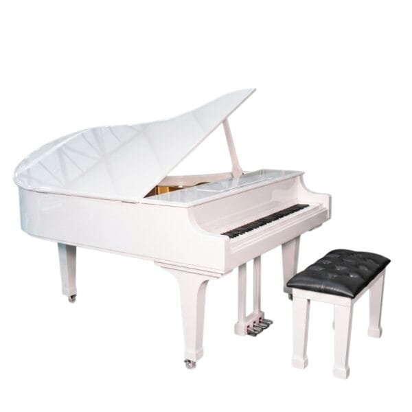 O Piano Digital Acordes AC 3000 Cauda Longa Branco no acabamento Branco Alto Brilho une a sofisticação de um piano de cauda de concerto à tecnologia digital moderna. Com 88 teclas pesadas com ação de martelo (Hammer Action), 600 vozes, 230 estilos de acompanhamento e polifonia de 128 notas, é a escolha perfeita para pianistas exigentes, recitais, igrejas e para enriquecer o lar com elegância.